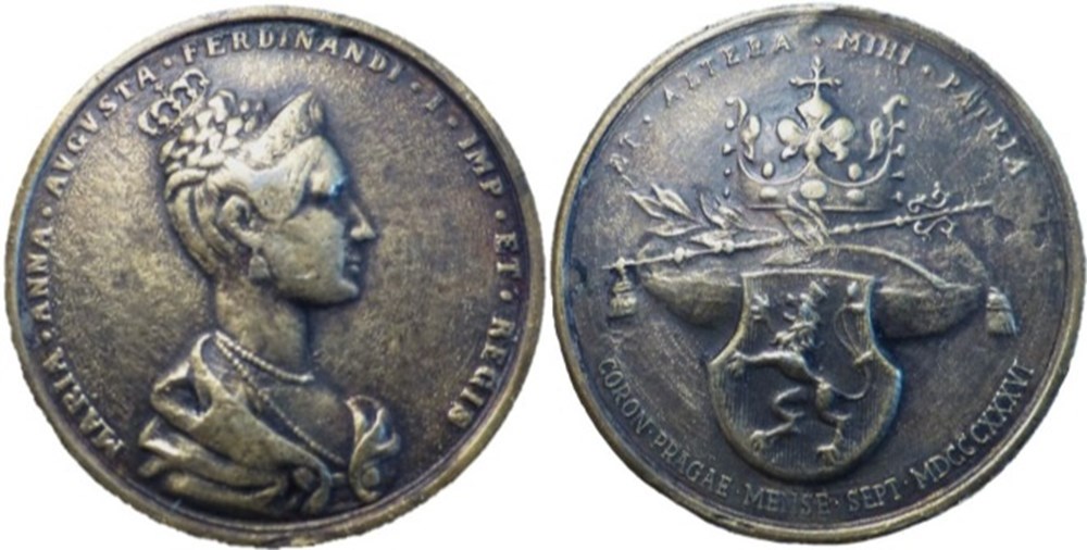 Medal 1836 Prague - Coronation of Maria Anna of Savoy, Austrian Empress monnaies monde boheme et moravie medal 1836 prague coronation of maria anna of savoy austrian empress