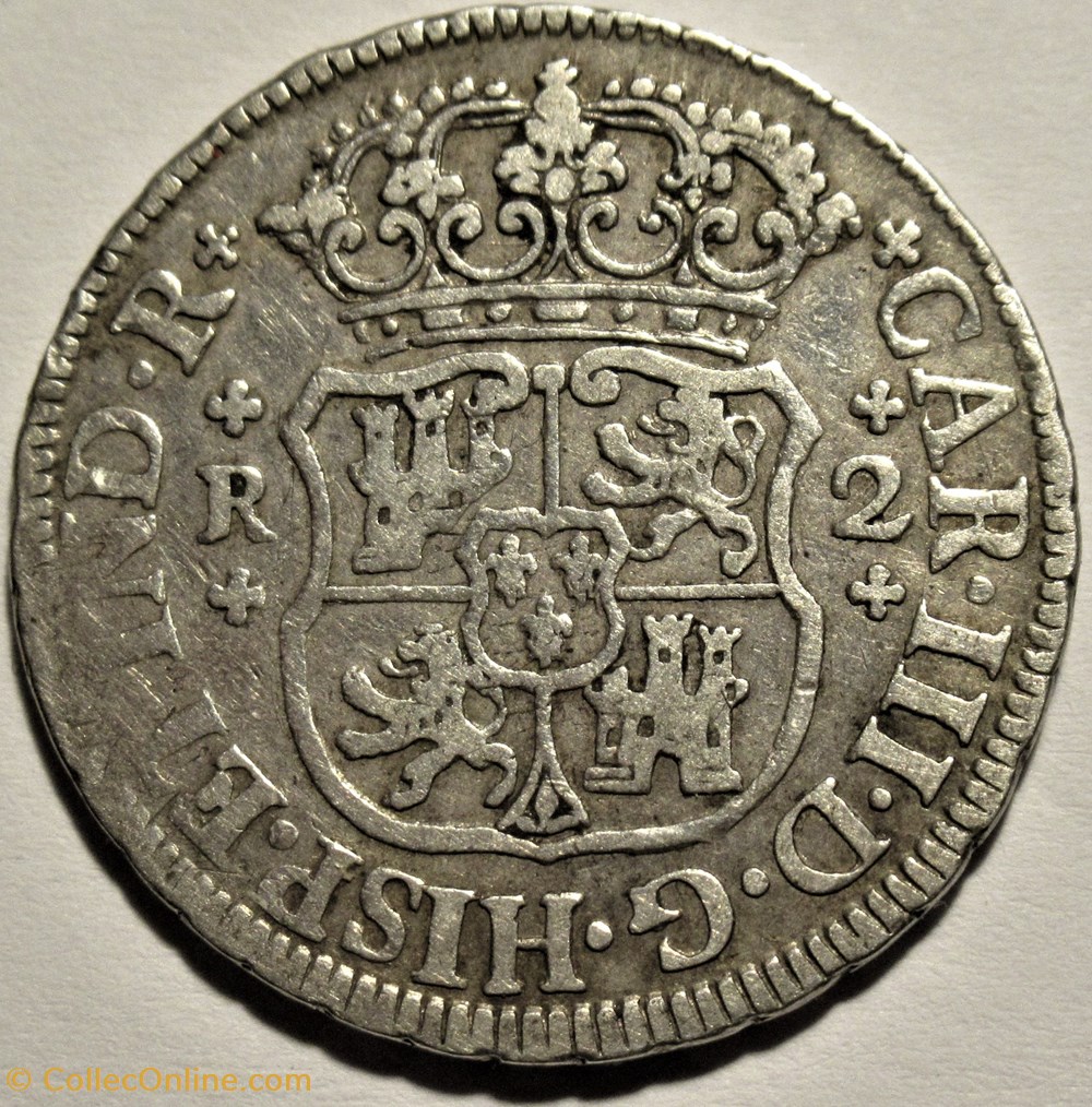 monnaies monde mexique mexico 2 reales 1762 mexico colonial carlos iii de espana