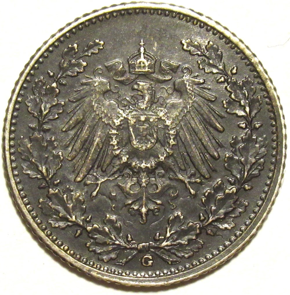 Wilhelm II - 1/2 Mark 1917 Karlsruhe, German Empire monnaies monde allemagne wilhelm ii 1 2 mark 1917 karlsruhe german empire