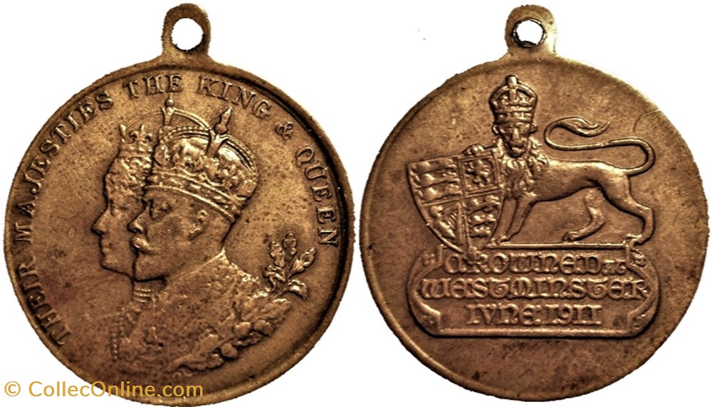 George V & Mary - 1911 Westminster Coronation Medalet medaille royaume uni george v mary 1911 westminster coronation medalet