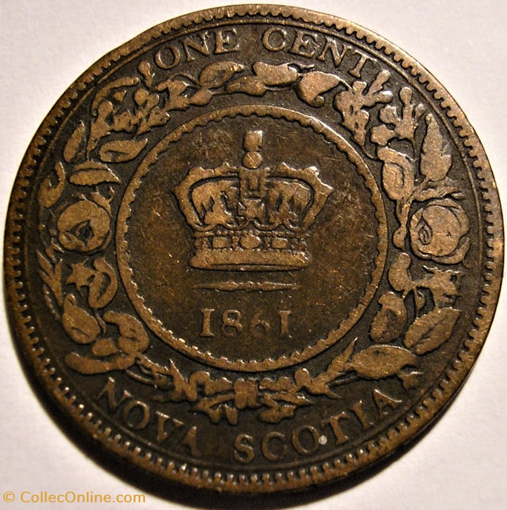 Victoria - One Cent 1861 - Nova Scotia (ex.2) monnaie monde canadum victoria one cent 1861 nova scotia ex 2