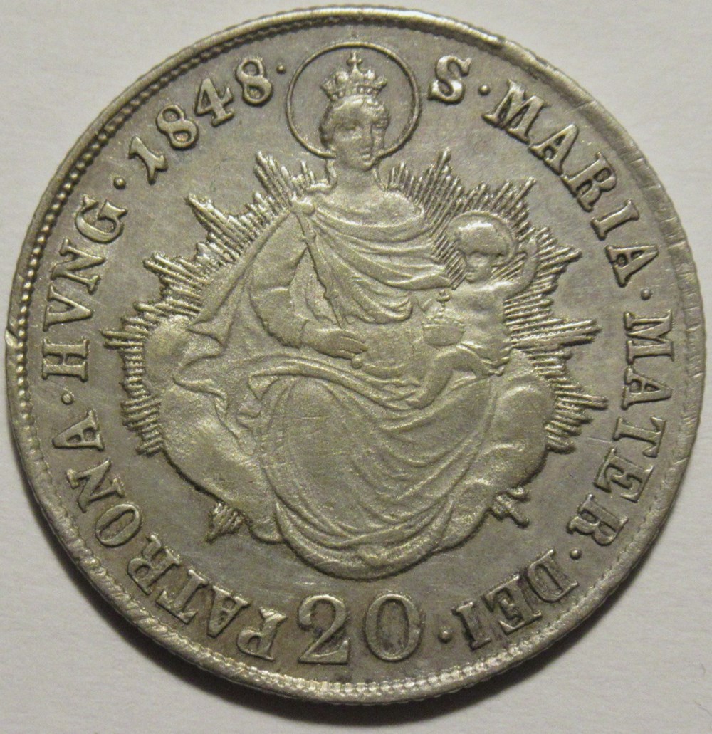 monnaies europe medievale royaume de hongrie 20 krajczar 1848 kremnica hungary kingdom ferdinand i v of austria