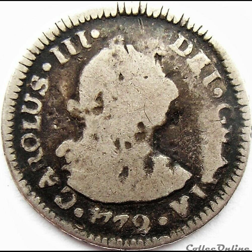 Guatemala - 1/2 Real 1772 G P - Carlos III de España monnaies monde guatemala 1 2 real 1772 g p carlos iii de espana