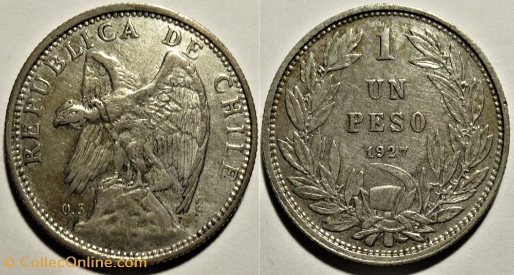 Chile - Un Peso 1927 Santiago monnaies monde chili chile un peso 1927 santiago