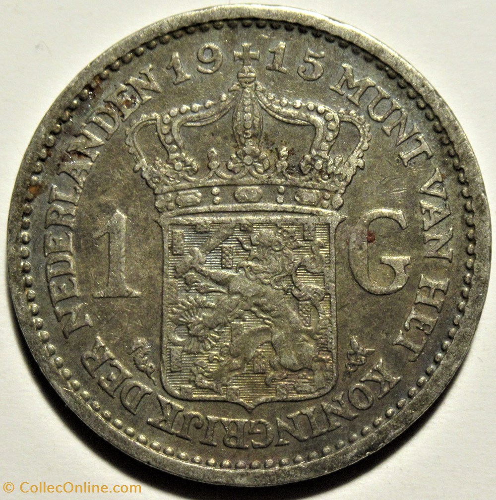 Wilhelmina of Netherlands - 1 Gulden 1915 3 monnaies monde pays bas wilhelmina of netherlands 1 gulden 1915