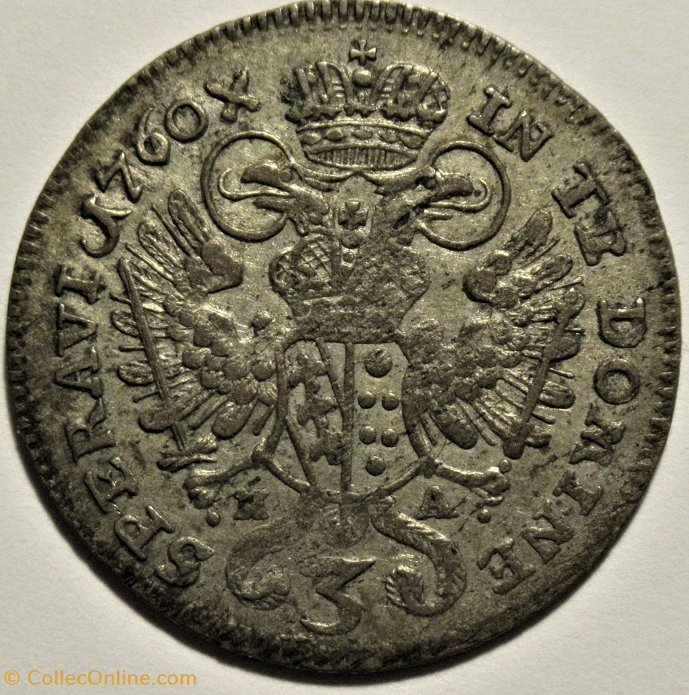 1760 Hall, 3 Kreuzer - Francis I of Habsburg-Lorraine monnaies monde autriche 1760 hall 3 kreuzer francis i of habsburg lorraine