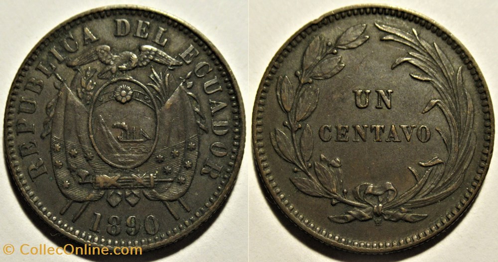 Ecuador - Un Centavo 1890, Heaton Mint monnaies monde equateur ecuador un centavo 1890 heaton mint