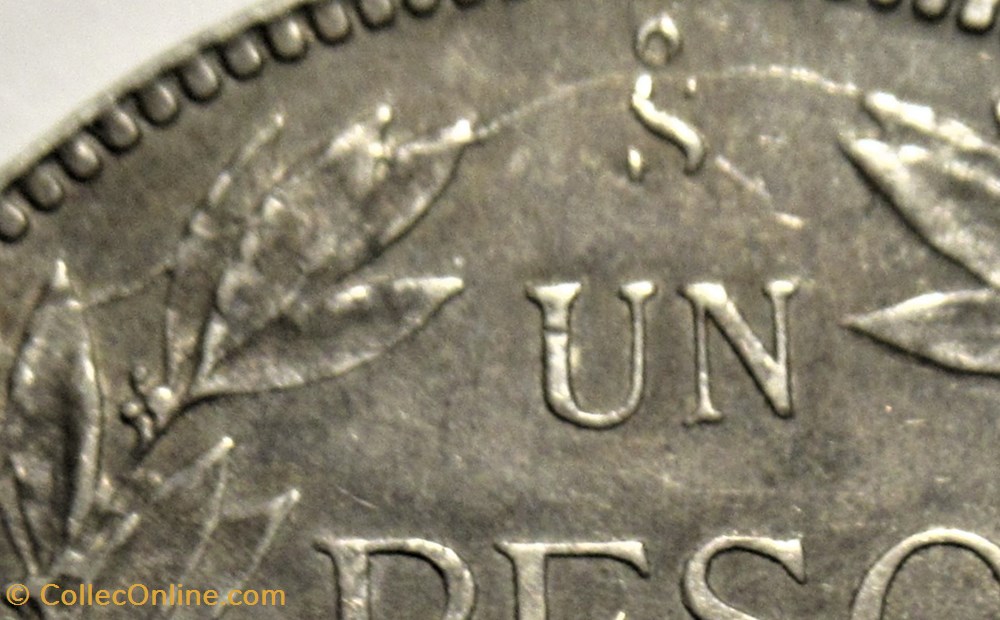 Chile - Un Peso 1895 Santiago - Die crack & Clash 5 monnaies monde chili chile un peso 1895 santiago die crack clash