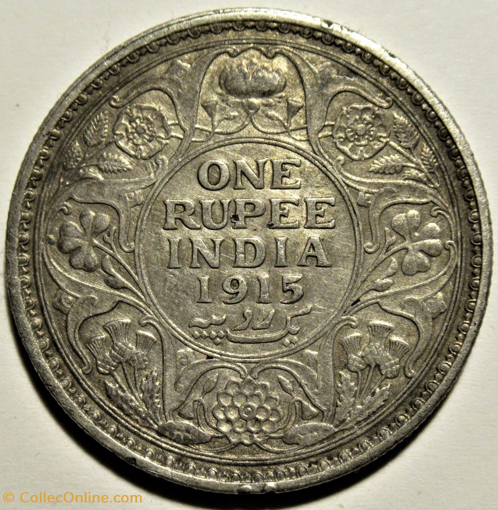 George V - One Rupee 1915 Calcutta - British India 3 monnaies monde inde george v one rupee 1915 calcutta british india