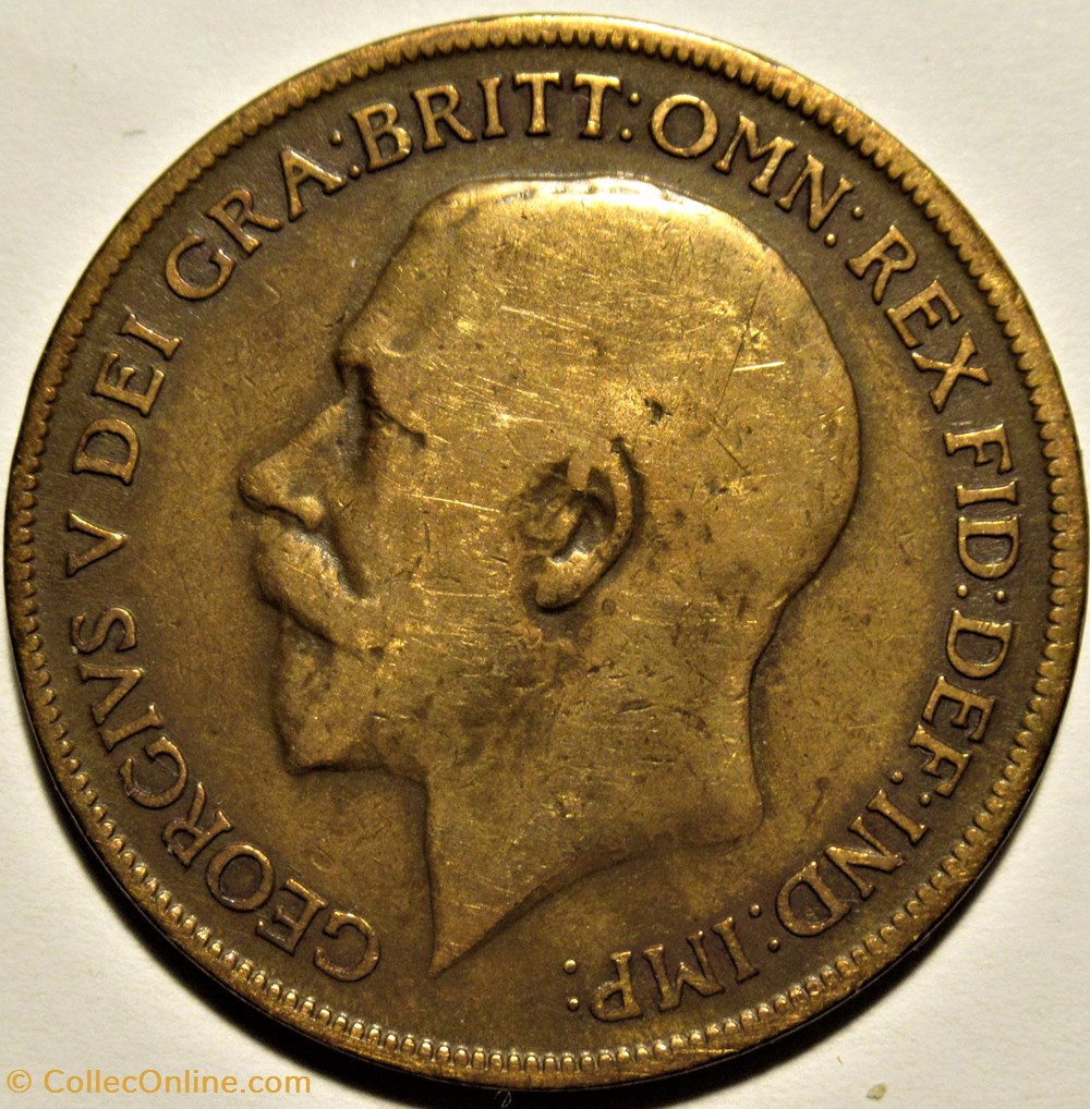 George V - One Penny 1920 - Great Britain 2 monnaies monde royaume uni george v one penny 1920 great britain