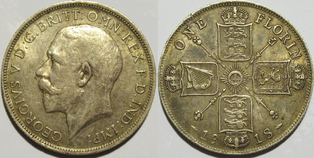 monnaies monde royaume uni george v one florin 1918 great britain