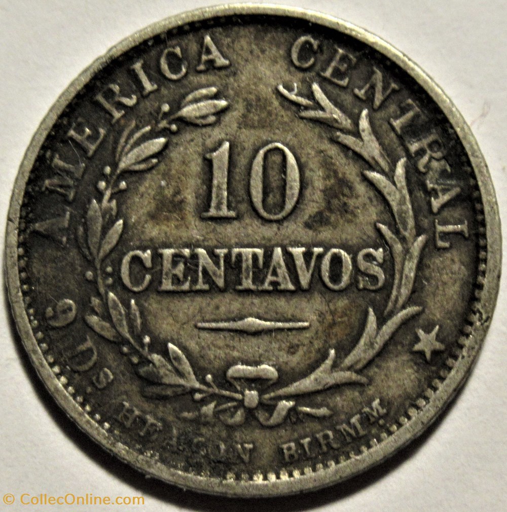 Costa Rica - 10 Centavos 1889 3 monnaies monde costa rica 10 centavos 1889