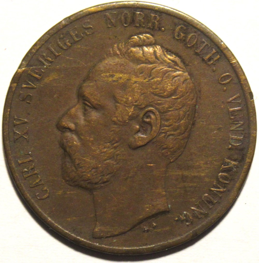 Sweden - Carl XV - 5 Öre 1872 monnaies monde suede sweden carl xv 5 ore 1872