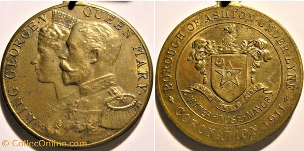 George V & Mary - 1911 Coronation Medal - Borough of Ashton, UK medaille royaume uni george v mary 1911 coronation medal borough of ashton uk