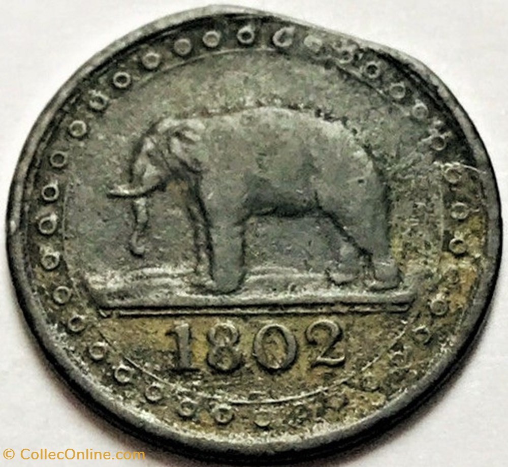 George III - 1/192 Rixdollar 1802 - Ceylon monnaie monde sri lanka george iii 1 192 rixdollar 1802 ceylon