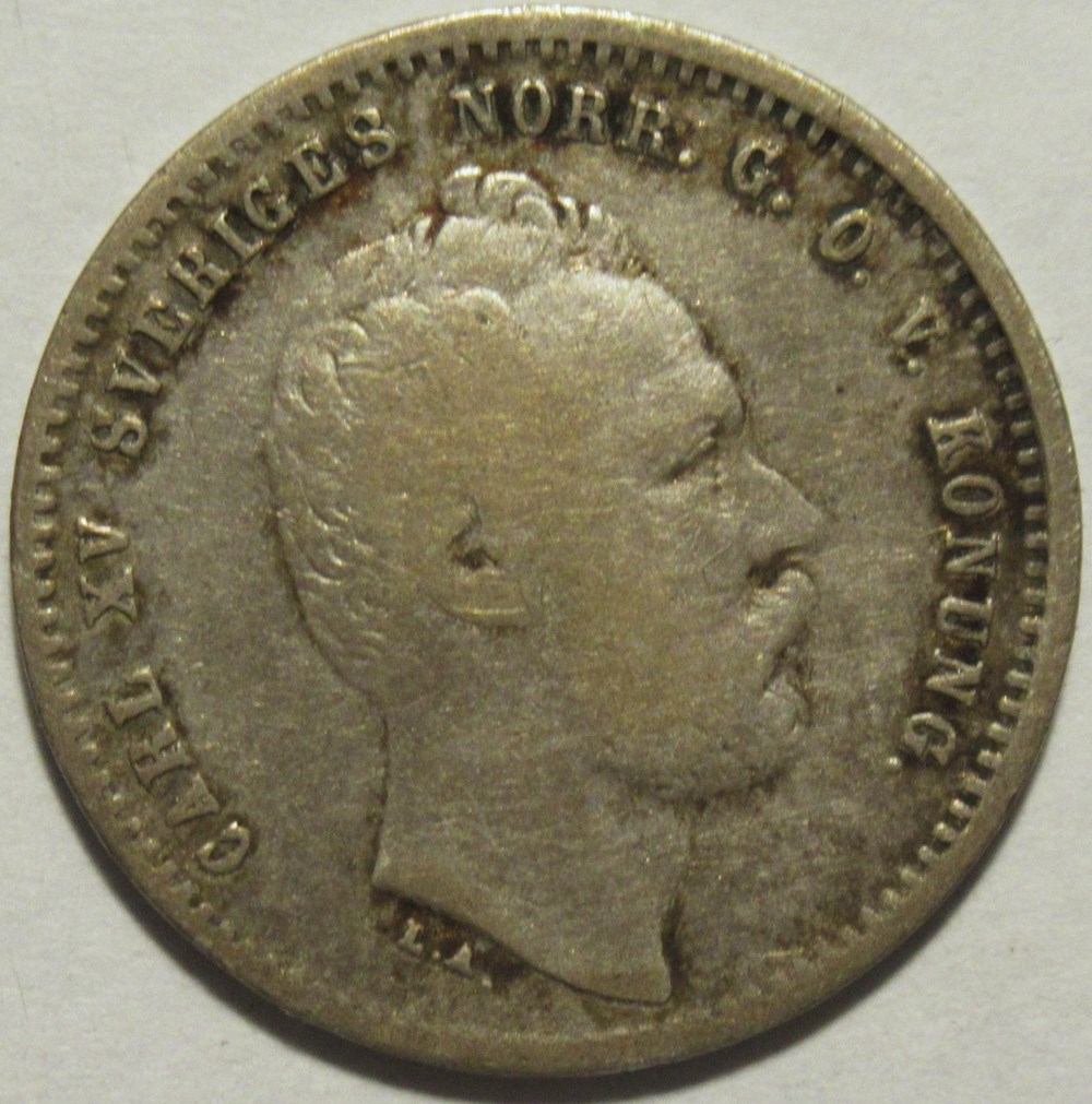 Carl XV of Sweden - 25 Öre 1864 monnaies monde suede carl xv of sweden 25 ore 1864