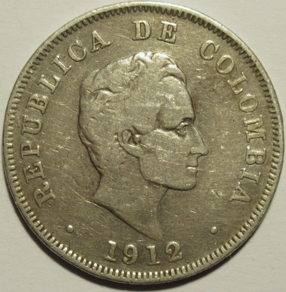 50 Centavos 1912, Simon Bolivar monnaies monde colombie 50 centavos 1912 simon bolivar