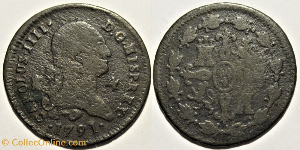 1791 - 4 Maravedis Segovia - Carlos IV de España monnaies monde espagne 1791 4 maravedis segovia carlos iv de espana