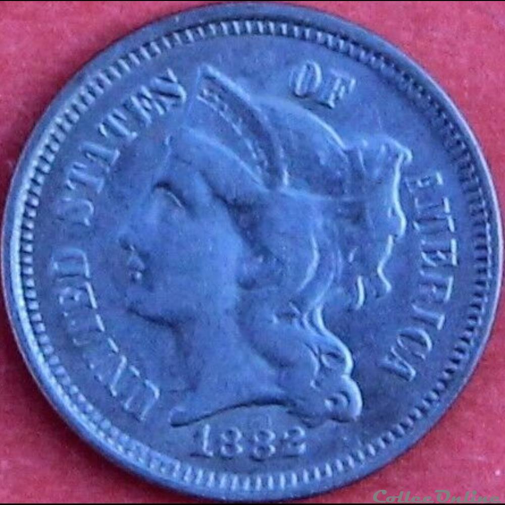 1882 - 3 Cents monnaie monde etat uni 1882 3 cents