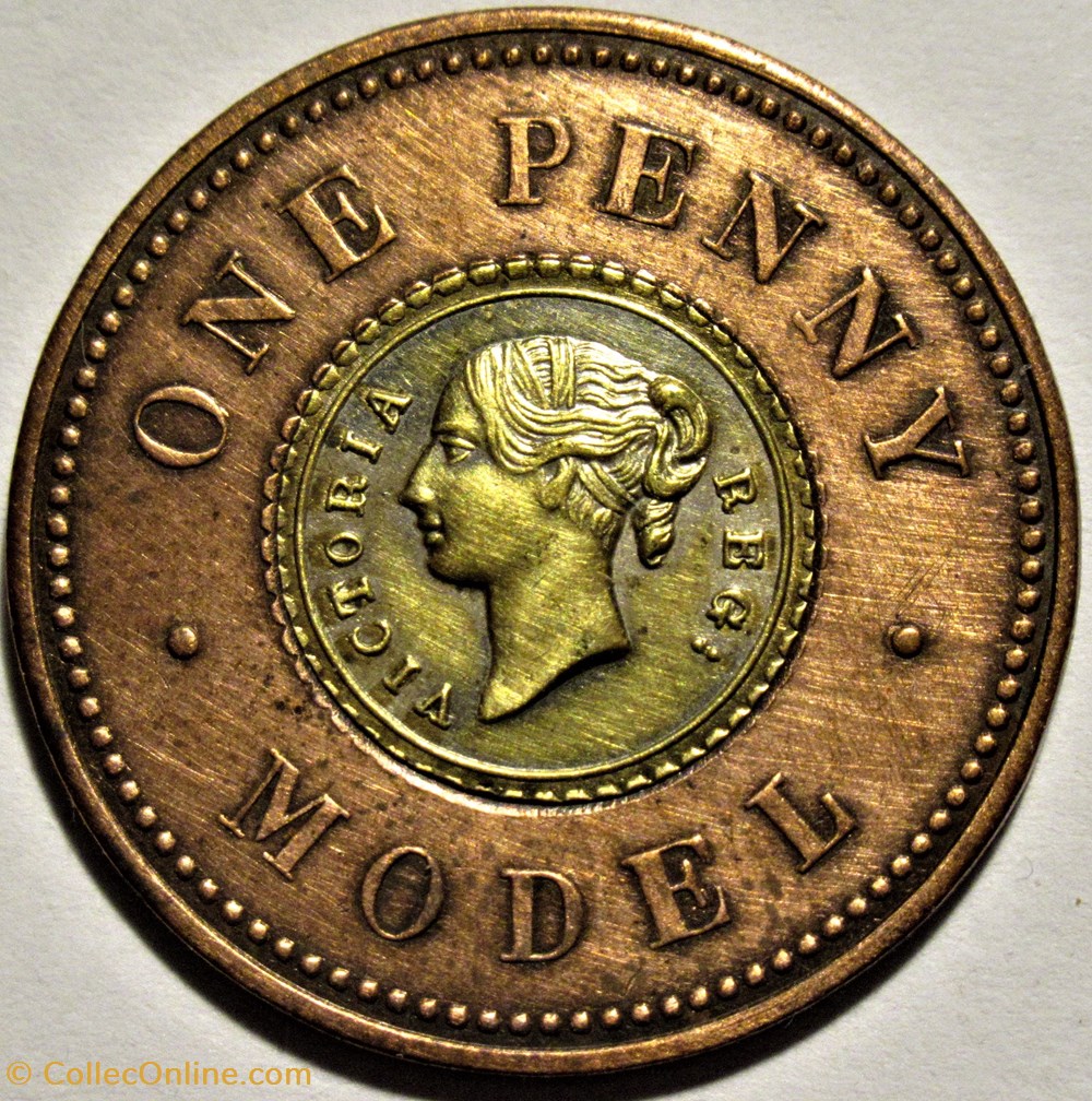 Victoria - Penny Model Token (c.1844-1848) 2 monnaies paranumismatique jetons poids victoria penny model token c 1844 1848