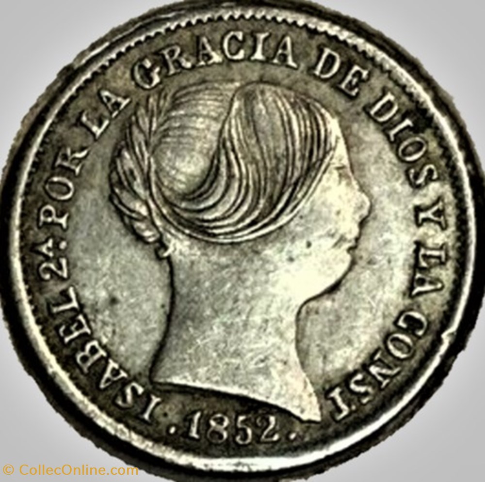 1852 Barcelona - 1 Real - Isabel II de España 2 monnaies monde espagne 1852 barcelona 1 real isabel ii de espana