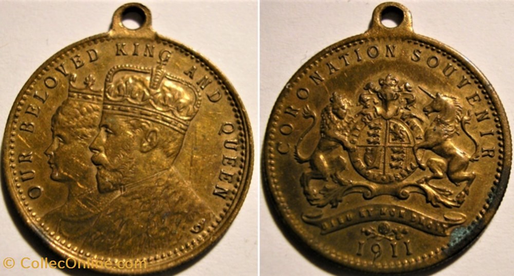 George V & Mary - 1911 Coronation Medallion Souvenir medaille royaume uni george v mary 1911 coronation medallion souvenir