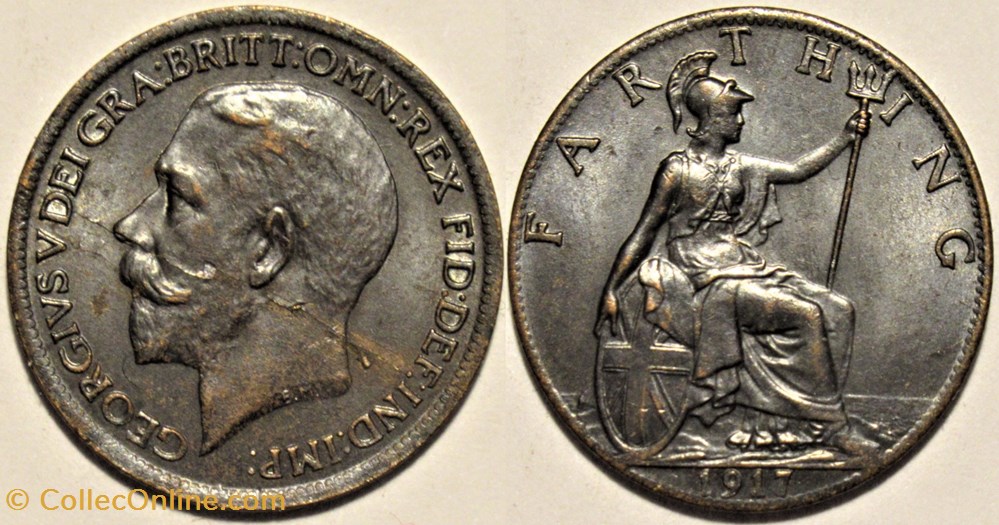 George V - Farthing 1917 - Great Britain (Error) monnaies monde royaume uni george v farthing 1917 great britain error