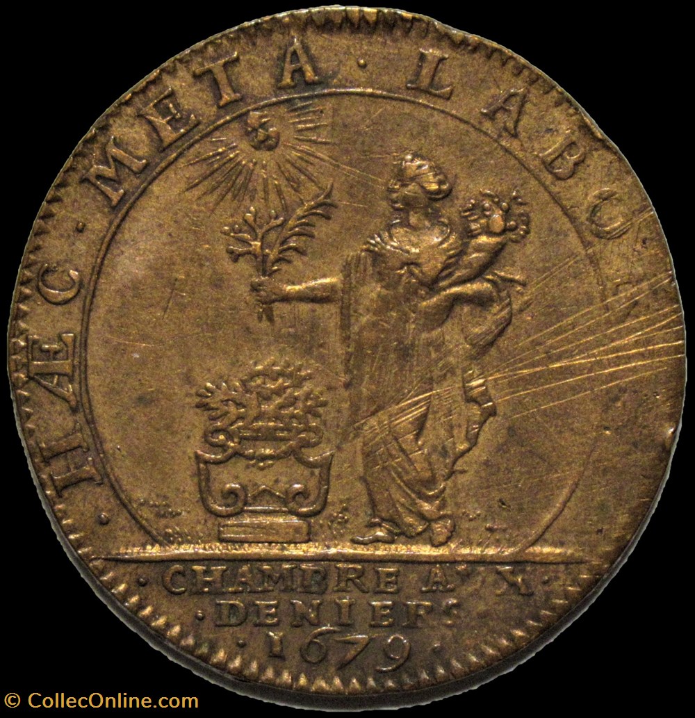 Louis XIV - Jeton 1679 - Chambre aux Deniers monnaies paranumismatique jetons poids louis xiv jeton 1679 chambre aux deniers