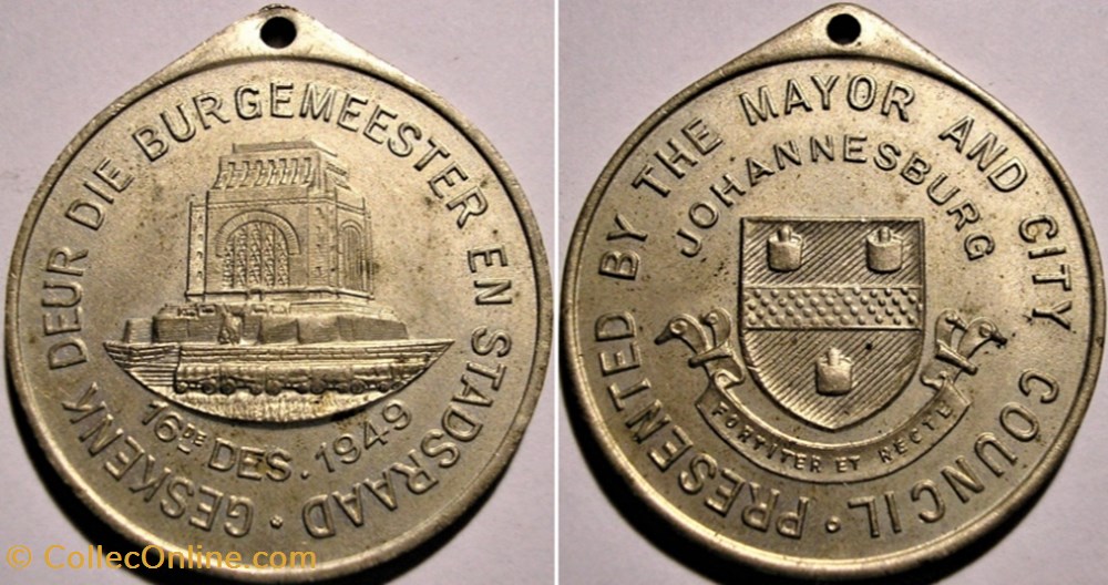 Medallion 1949 Voortrekker Monument Inauguration - Johannesburg, South Africa medaille afrique du sud medallion 1949 voortrekker monument inauguration johannesburg south africa
