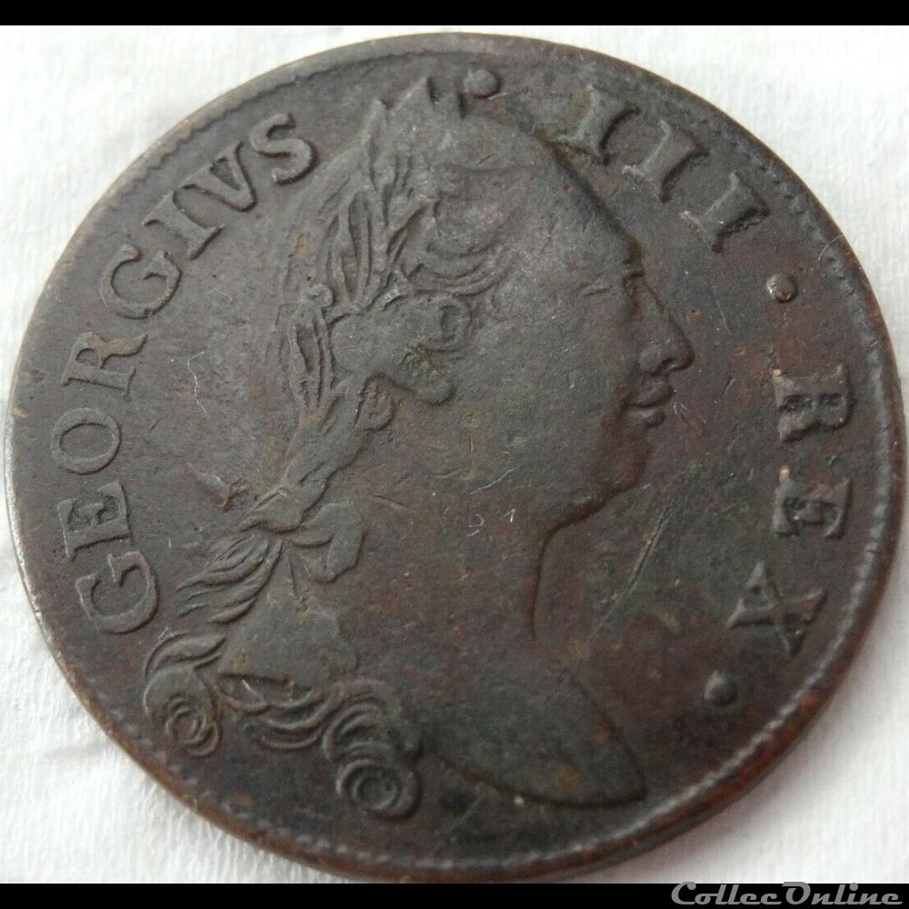 monnaie monde irlande 1782 half penny hibernia george iii of great britain