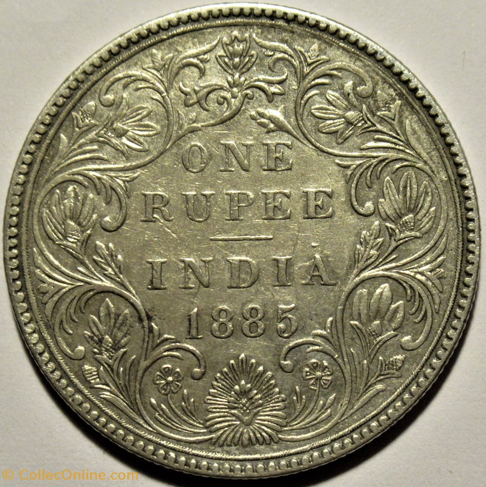 Victoria - One Rupee 1885 Bombay - British India 3 monnaies monde inde victoria one rupee 1885 bombay british india