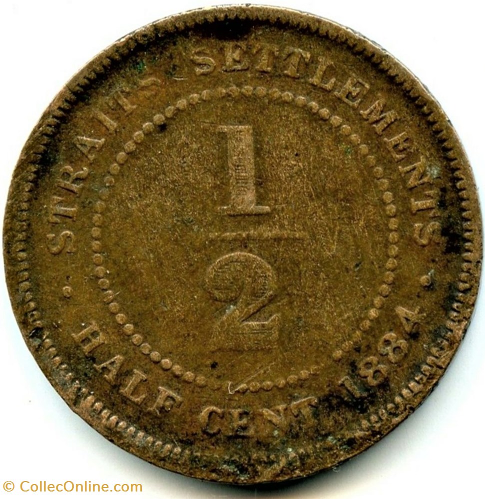 monnaies monde malaisie victoria half cent 1884 straits settlements malaysia