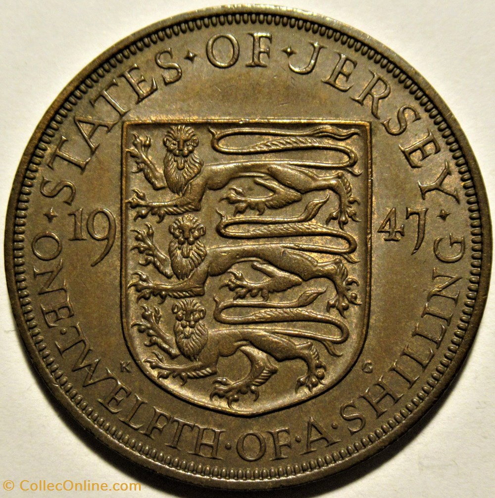 George VI - 1/12 Shilling 1947 - Jersey (ex.3) 3 monnaies monde george vi 1 12 shilling 1947 jersey ex 3