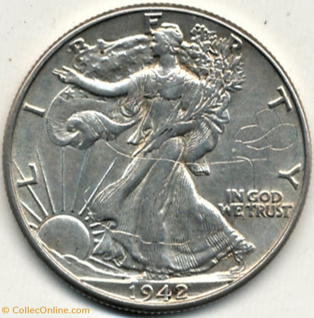1942 Half Dollar (ex.2) monnaies monde etats unis 1942 half dollar ex 2
