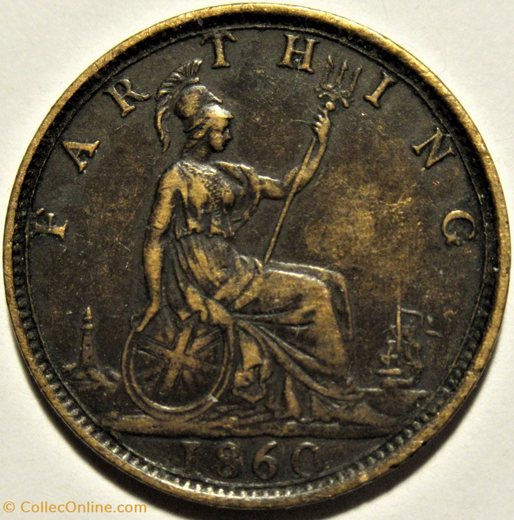 Victoria - One Farthing 1860 - Kingdom of Great Britain 3 monnaies monde royaume uni victoria one farthing 1860 kingdom of great britain