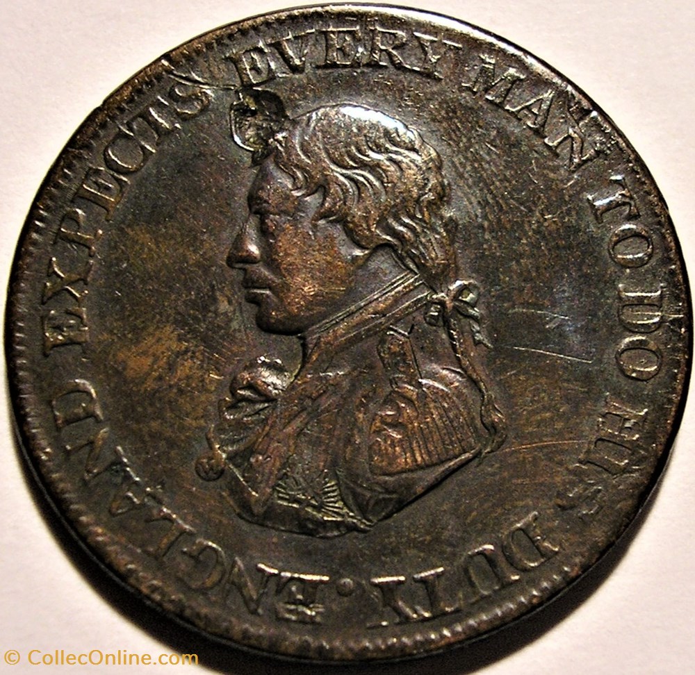 Admiral Lord Nelson - Halfpenny 1812 British Navy - Yorkshire, England monnaies jetons mereaux admiral lord nelson halfpenny 1812 british navy yorkshire england