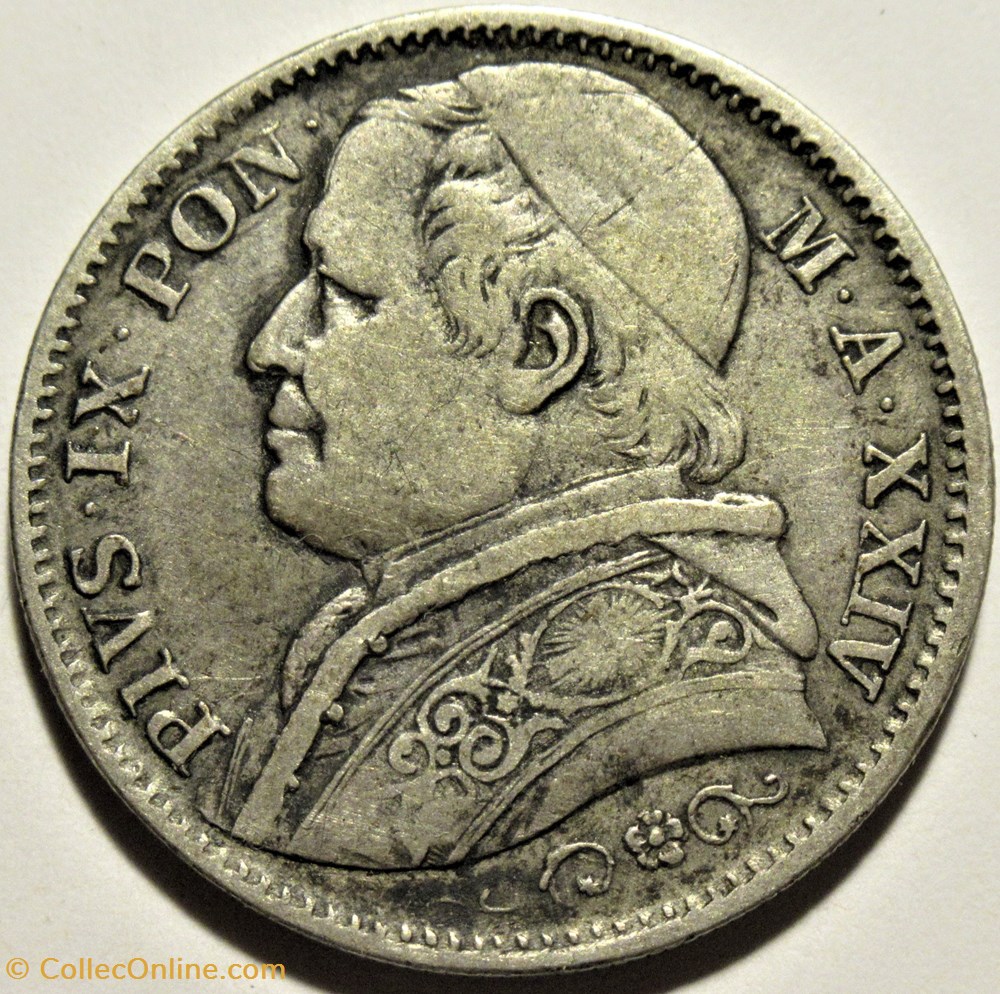 Pio IX, Papa - 2 Lire 1869, Anno XXIV - Vaticano 2 monnaies monde pio ix papa 2 lire 1869 anno xxiv vaticano