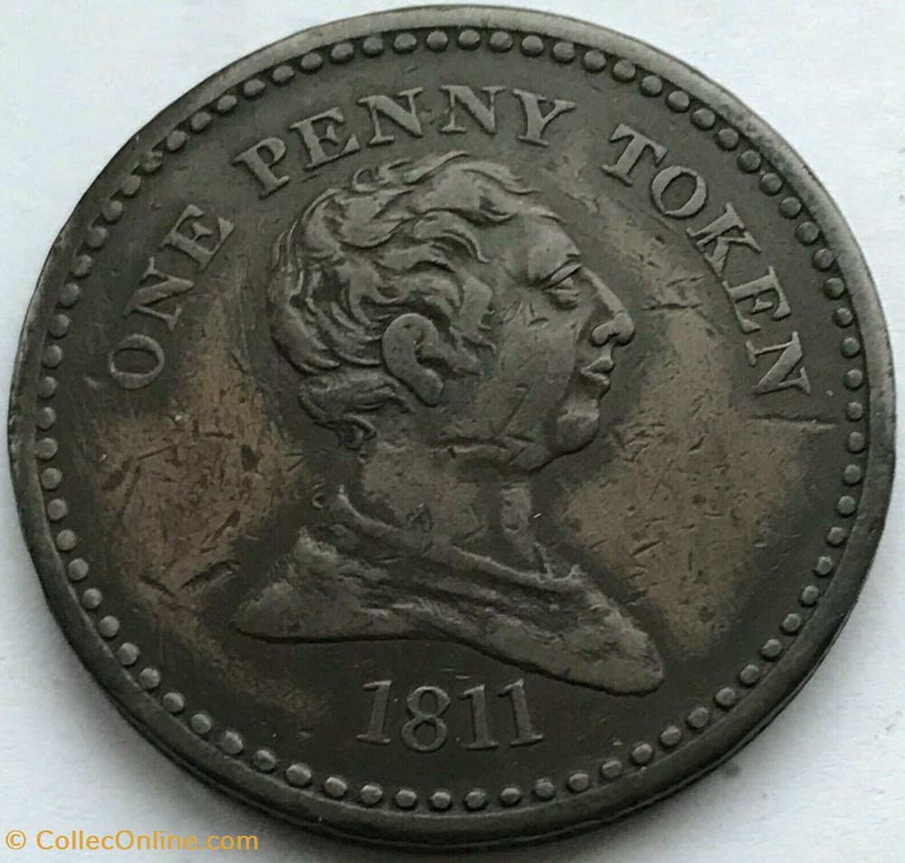 1811 One Penny Token, George III - Bristol, Somerset - Coins - World