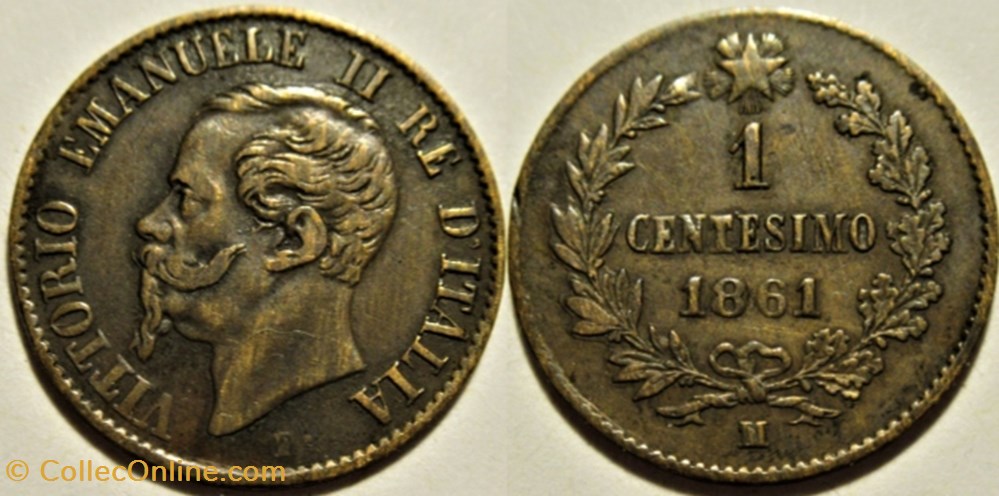 1861 Royaume d'Italie, Centesimo, Milano - Vittorio Emanuele II monnaies monde 1861 royaume italie centesimo milano vittorio emanuele ii