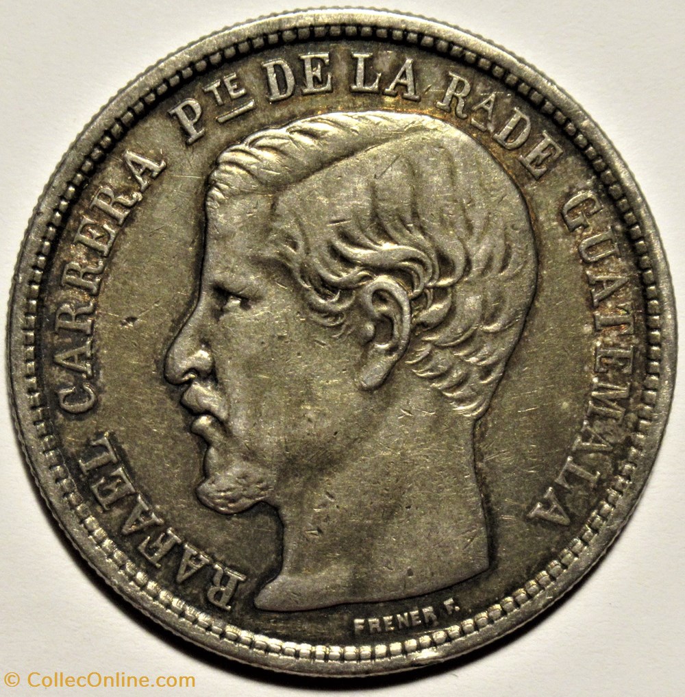 Guatemala - 1 Peso 1864, Rafael Carrera monnaies monde guatemala 1 peso 1864 rafael carrera