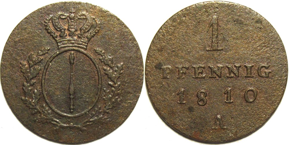 monnaies europe medievale a saint empire romain germanique friedrich wilhelm iii 1 pfennig 1810 berlin