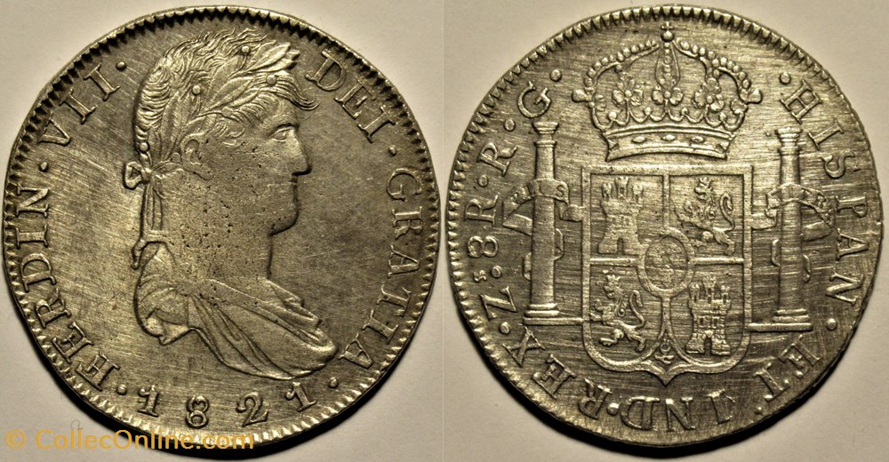 monnaies monde mexique 1821 zacatecas 8 reales war of independence