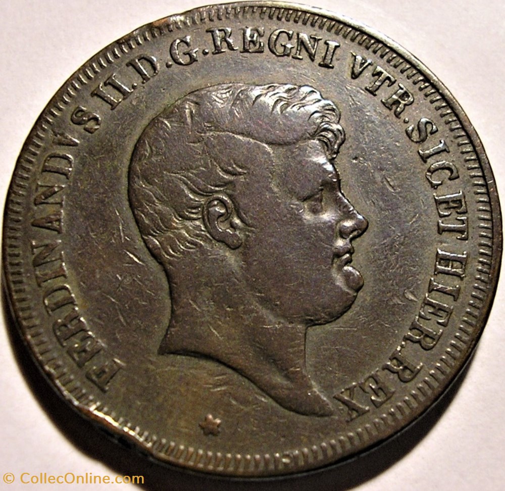 1848 Royaume de Naples, 5 Tornesi - Ferdinando II - Error 5 monnaie monde italie 1848 royaume de naples 5 tornesi ferdinando ii error