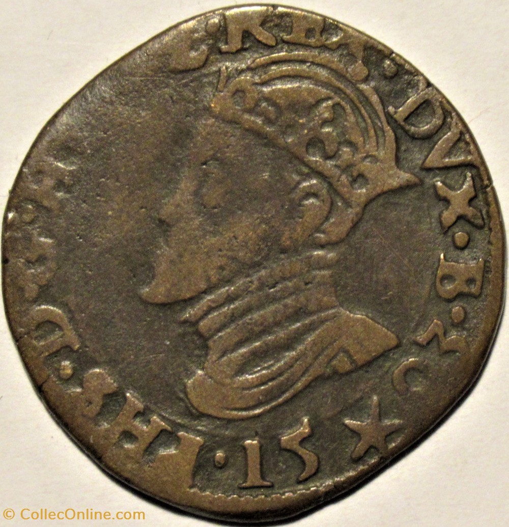 Philip II of Spain - 1 Liard 1593 - Maastricht, Spanish Netherlands monnaies europe medievale pays bas espagnols philip ii of spain 1 liard 1593 maastricht spanish netherlands