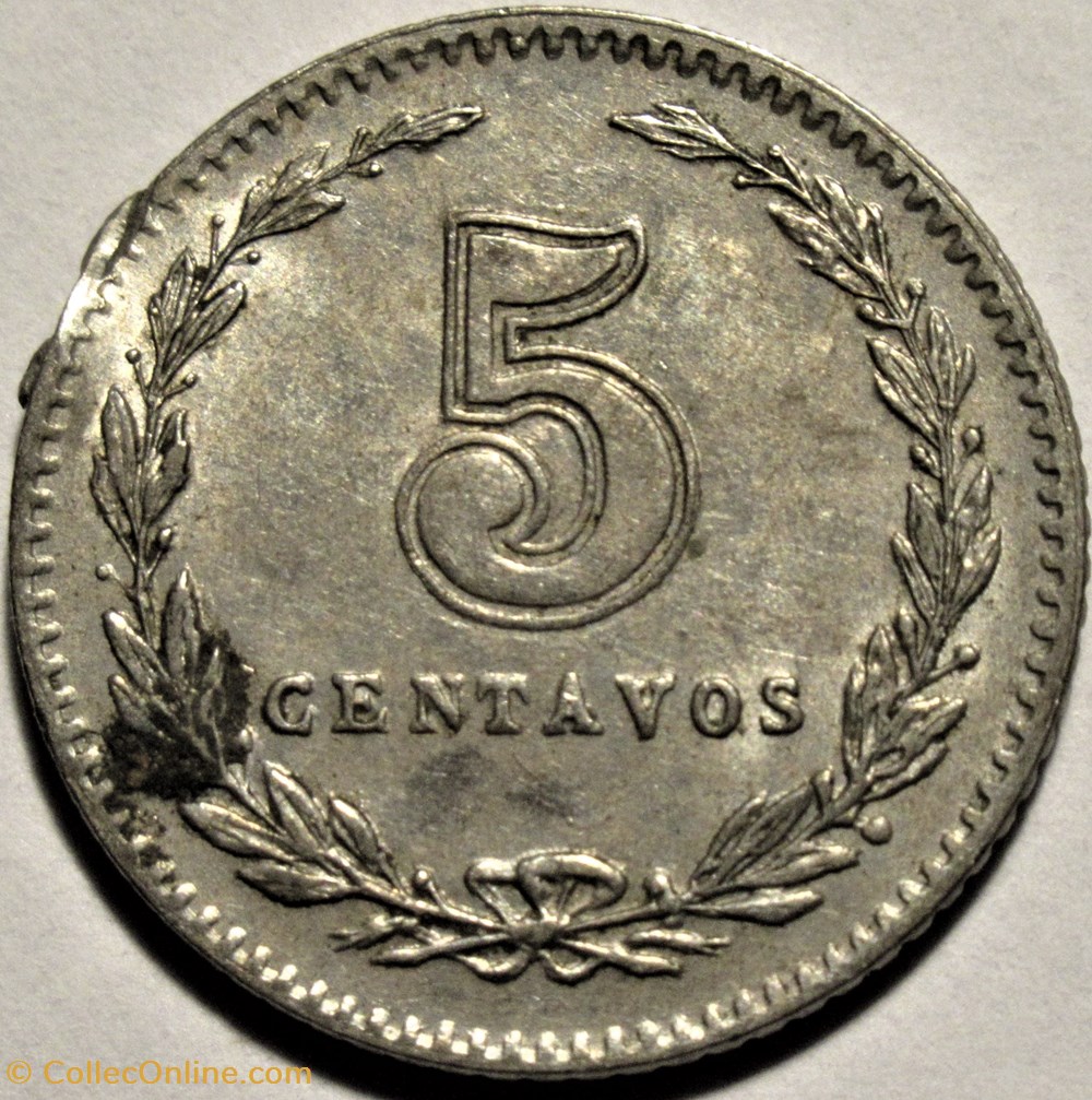 Argentina - 5 Centavos 1908 3 monnaies monde argentine argentina 5 centavos 1908