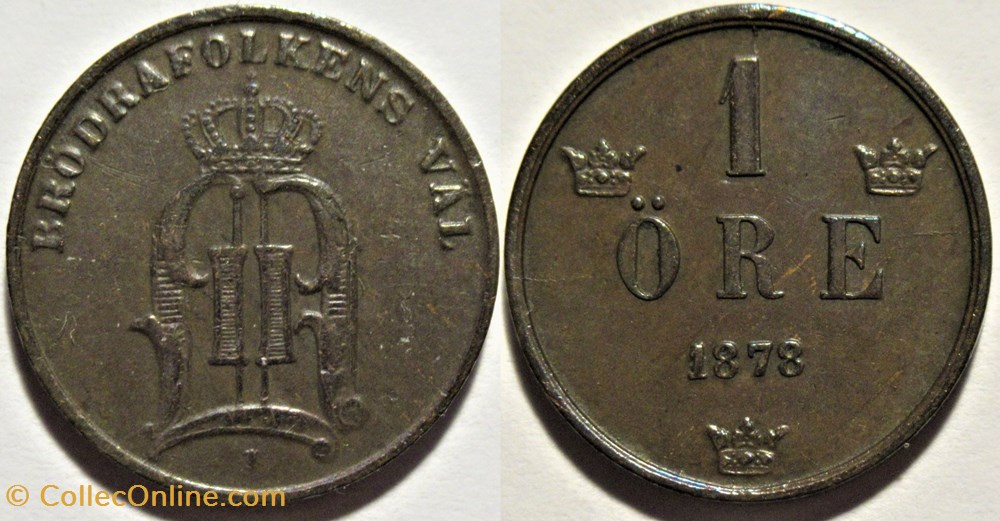 Sweden - Oskar II - 1 Öre 1878 monnaies monde suede sweden oskar ii 1 ore 1878