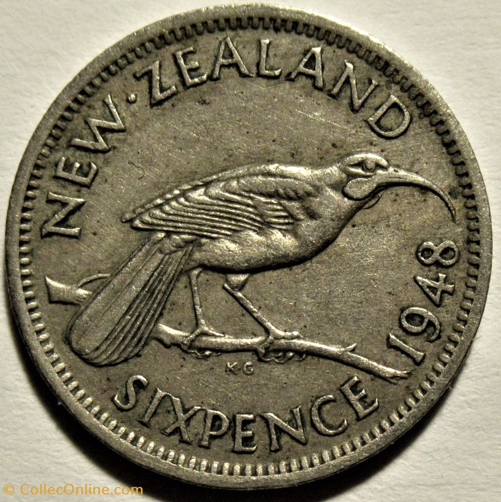 George VI - 6 Pence 1948 - New Zealand monnaies monde nouvelle zelande george vi 6 pence 1948 new zealand