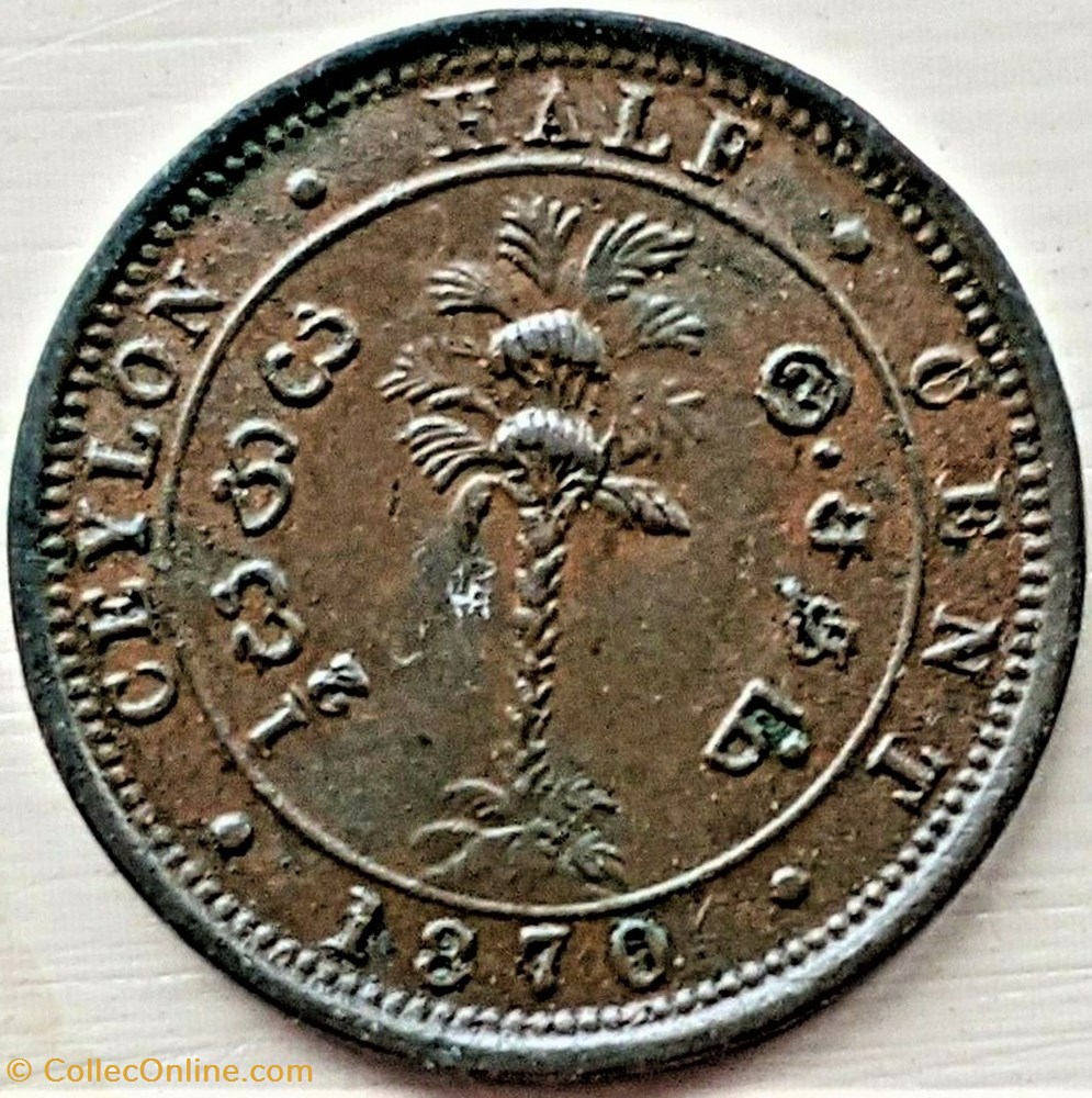 Victoria - Half Cent 1870 - Ceylon monnaie monde sri lanka victoria half cent 1870 ceylon