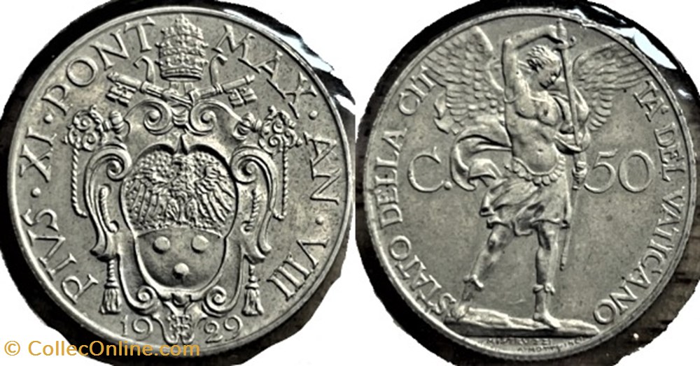 Pio XI, Papa - 50 Centesimi 1929, San Michele - Vaticano monnaies monde pio xi papa 50 centesimi 1929 san michele vaticano