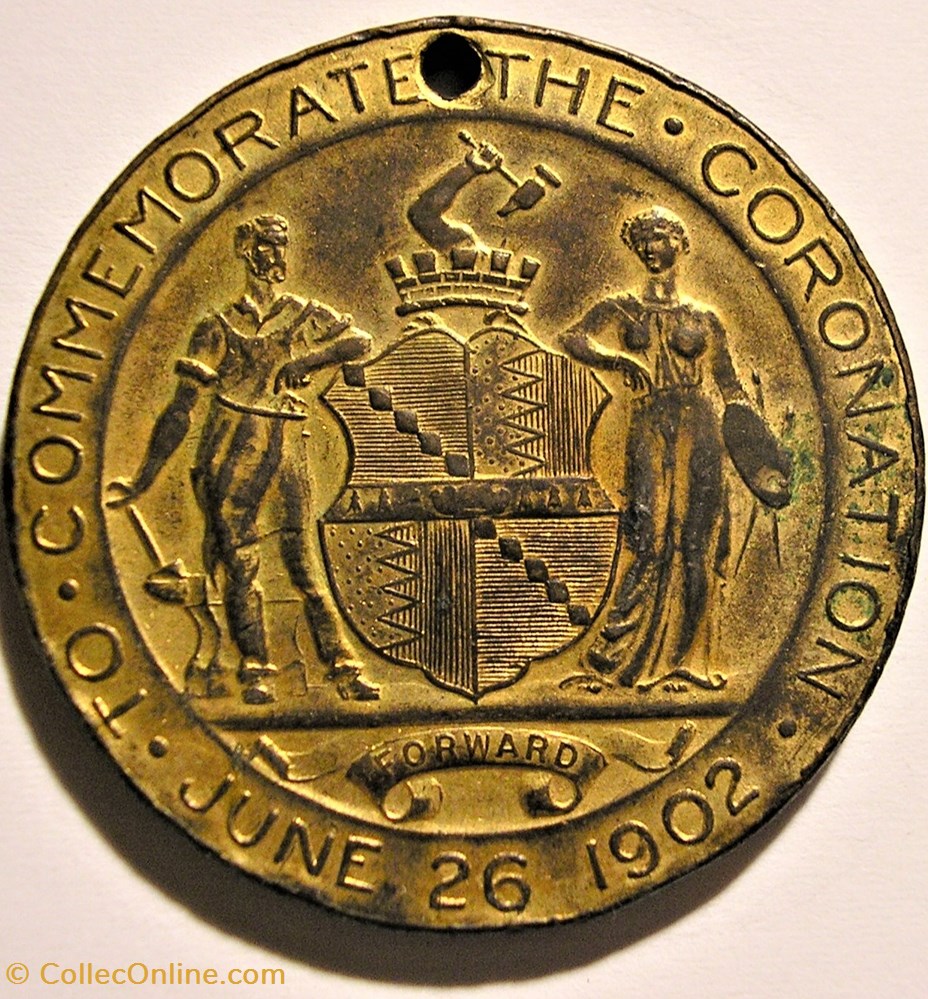 Edward VII & Alexandra - 1902 Coronation Medal - Birmingham, UK 3 monnaie jeton mereaux edward vii alexandra 1902 coronation medal birmingham uk